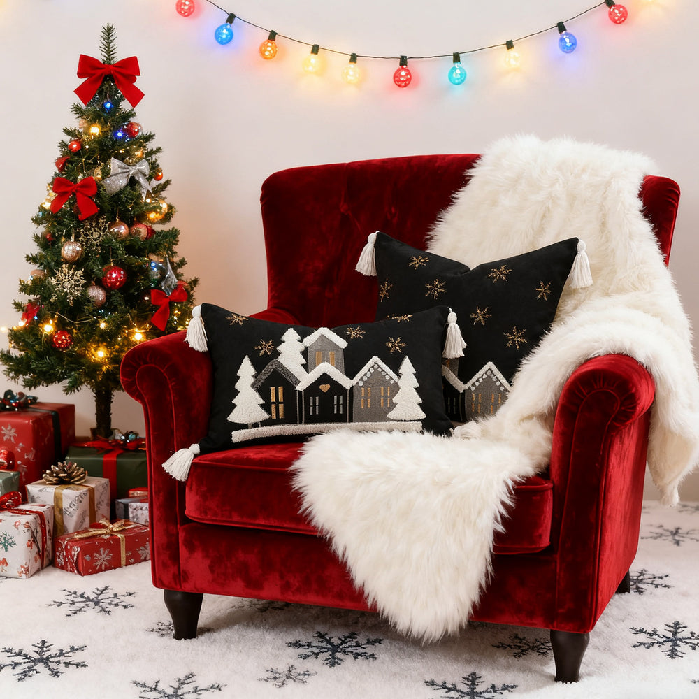 Christmas Embroidered Cushion Cover