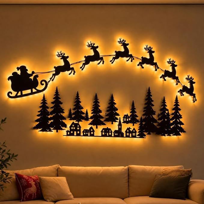 Christmas light-up wall silhouettes