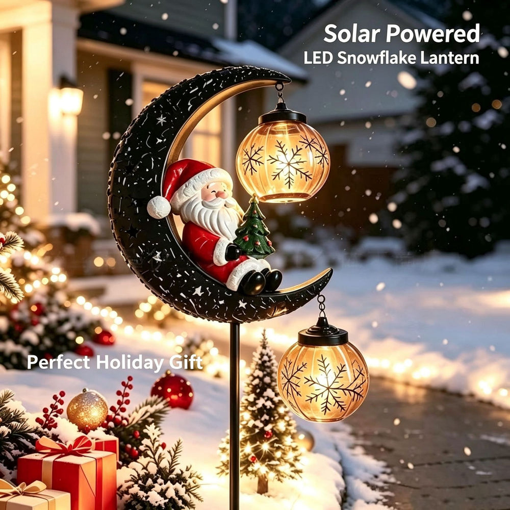 Christmas Solar Powered LED Garden Light with Moon and Santa Design