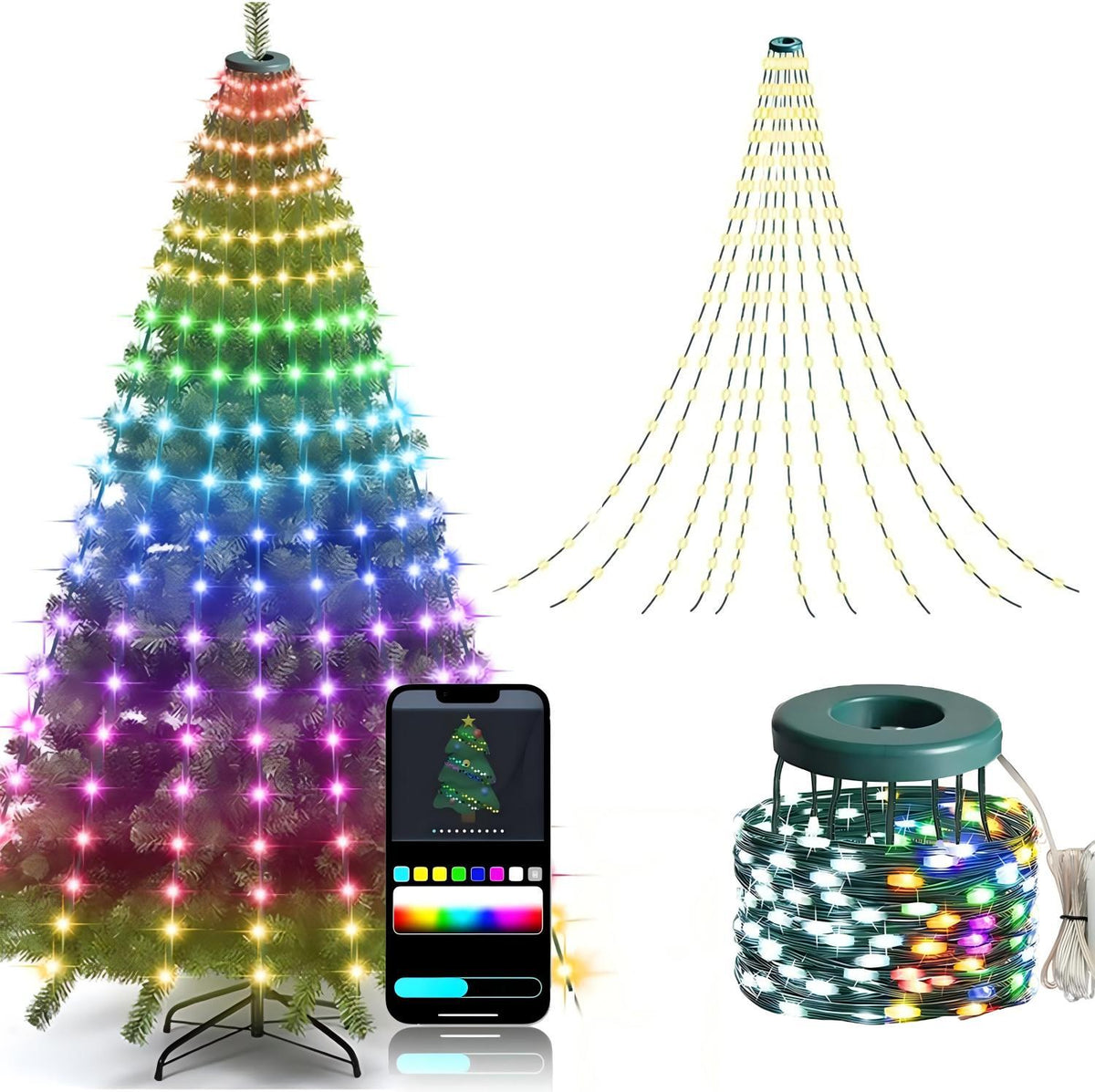 Smart Christmas Tree LED Lights with Remote & App