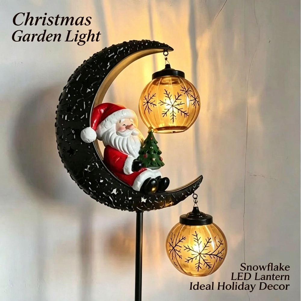 Christmas Solar Powered LED Garden Light with Moon and Santa Design