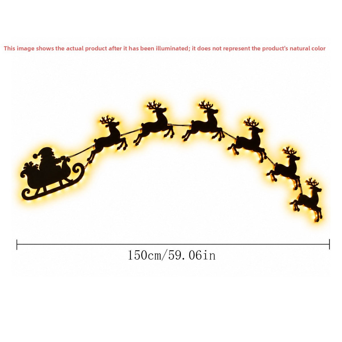 Self-Adhesive Wooden Santa & Reindeer Wall Decoration with Lights