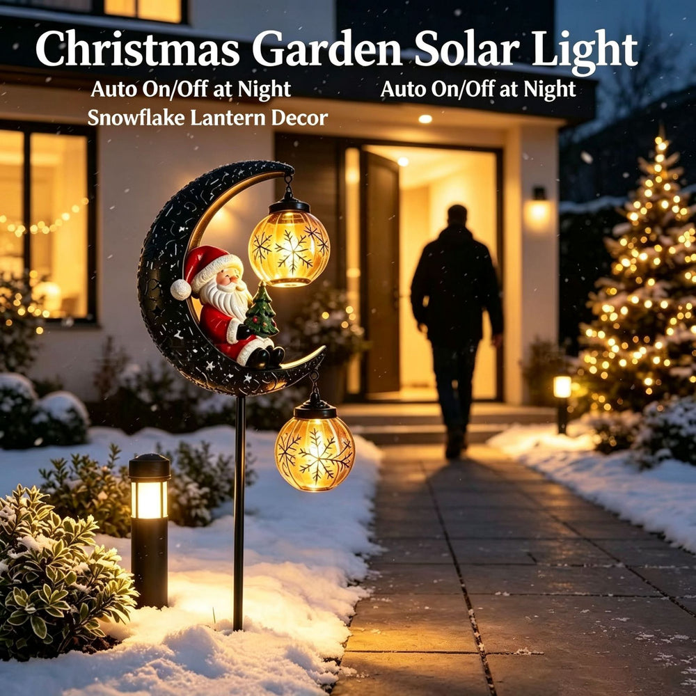 Christmas Solar Powered LED Garden Light with Moon and Santa Design