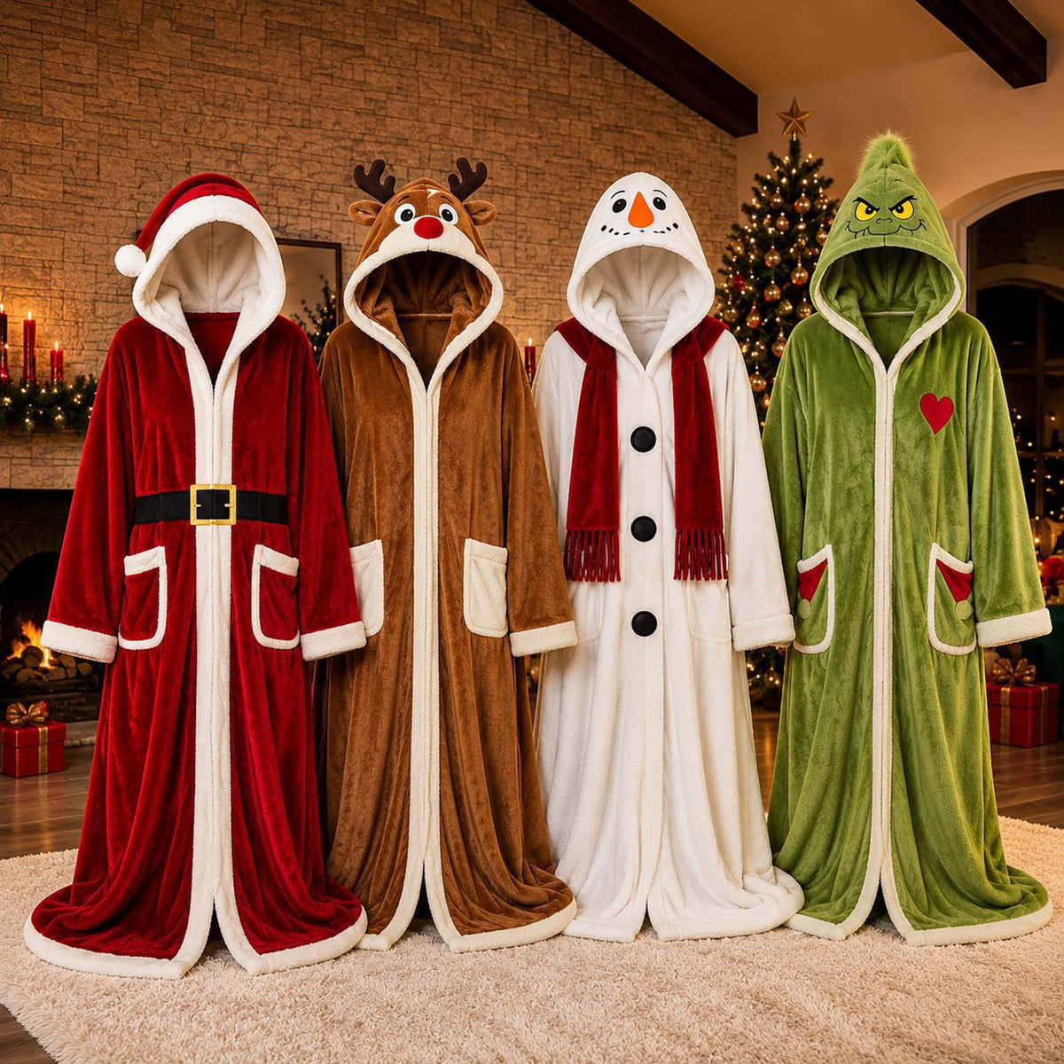 Heated Christmas Velvet Hooded Cloak