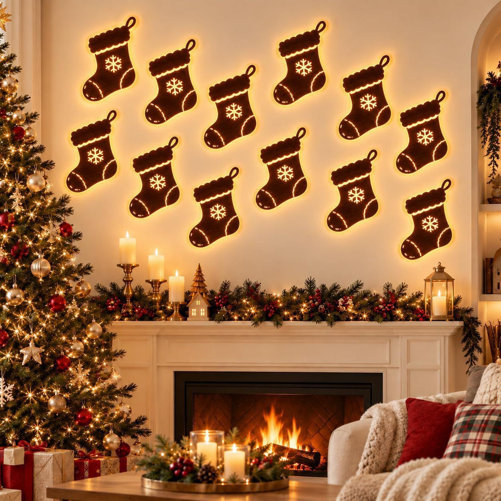 Christmas light-up wall silhouettes