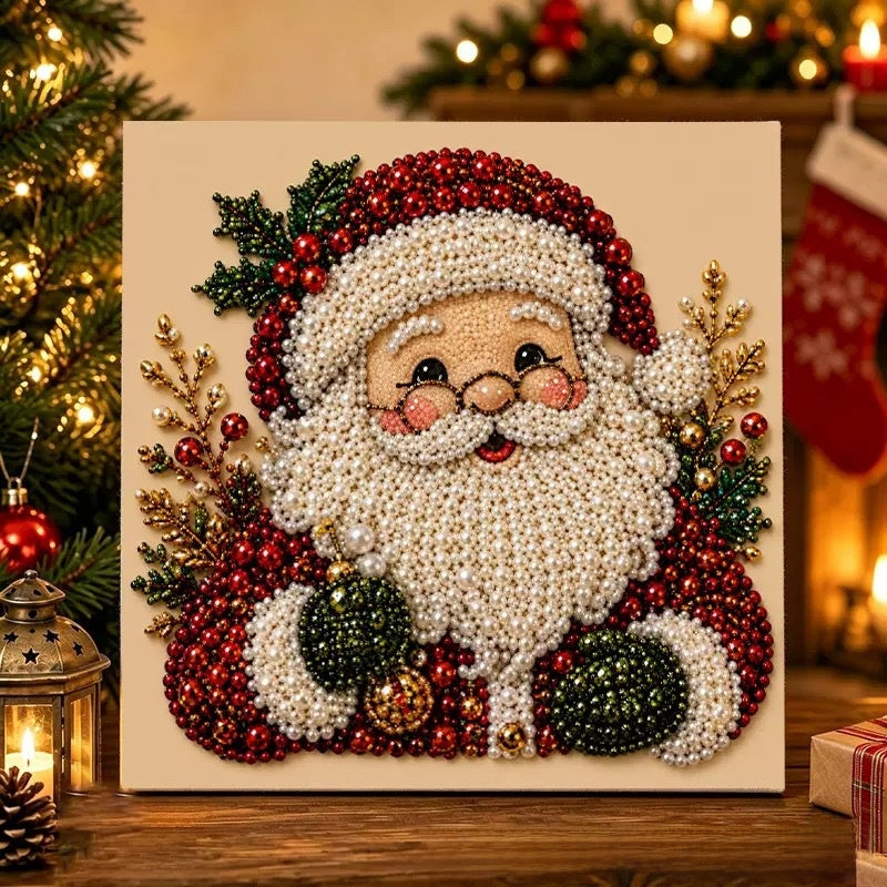Gold-Edged Christmas Diamond Painting, 20 × 20 cm