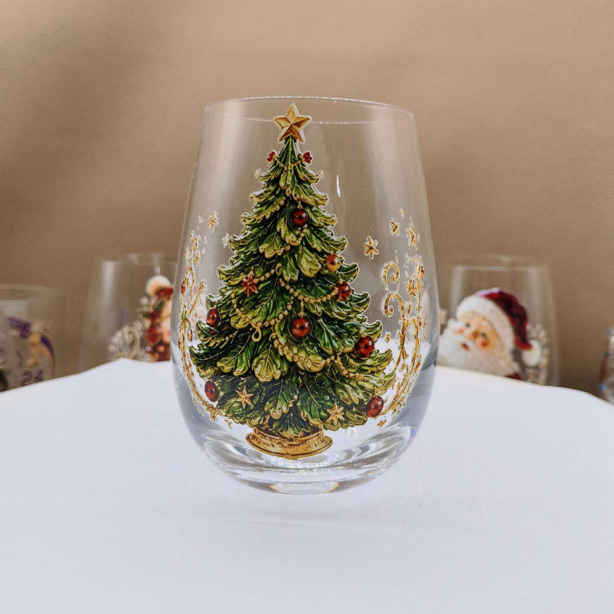 Christmas Glass Cups – Santa, Snowman & Reindeer