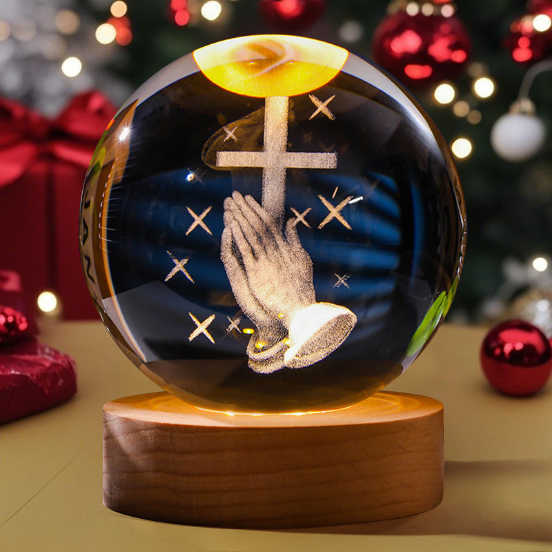 3D Engraved Crystal Ball Night Light