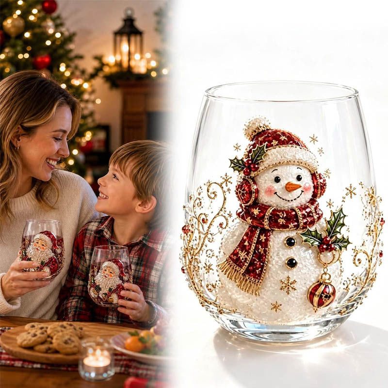 Christmas Glass Cups – Santa, Snowman & Reindeer
