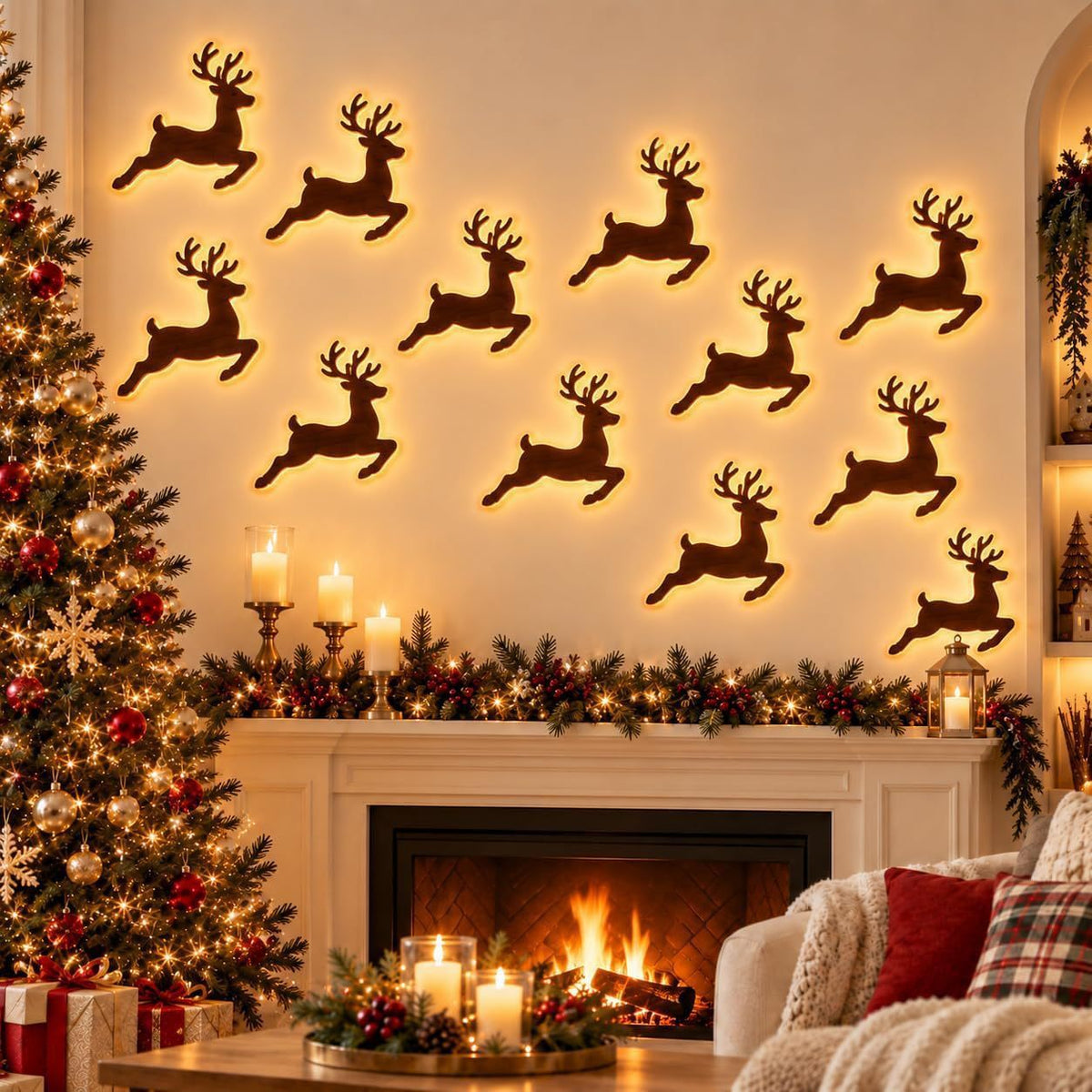 Light-Up Wooden Christmas Wall Silhouettes