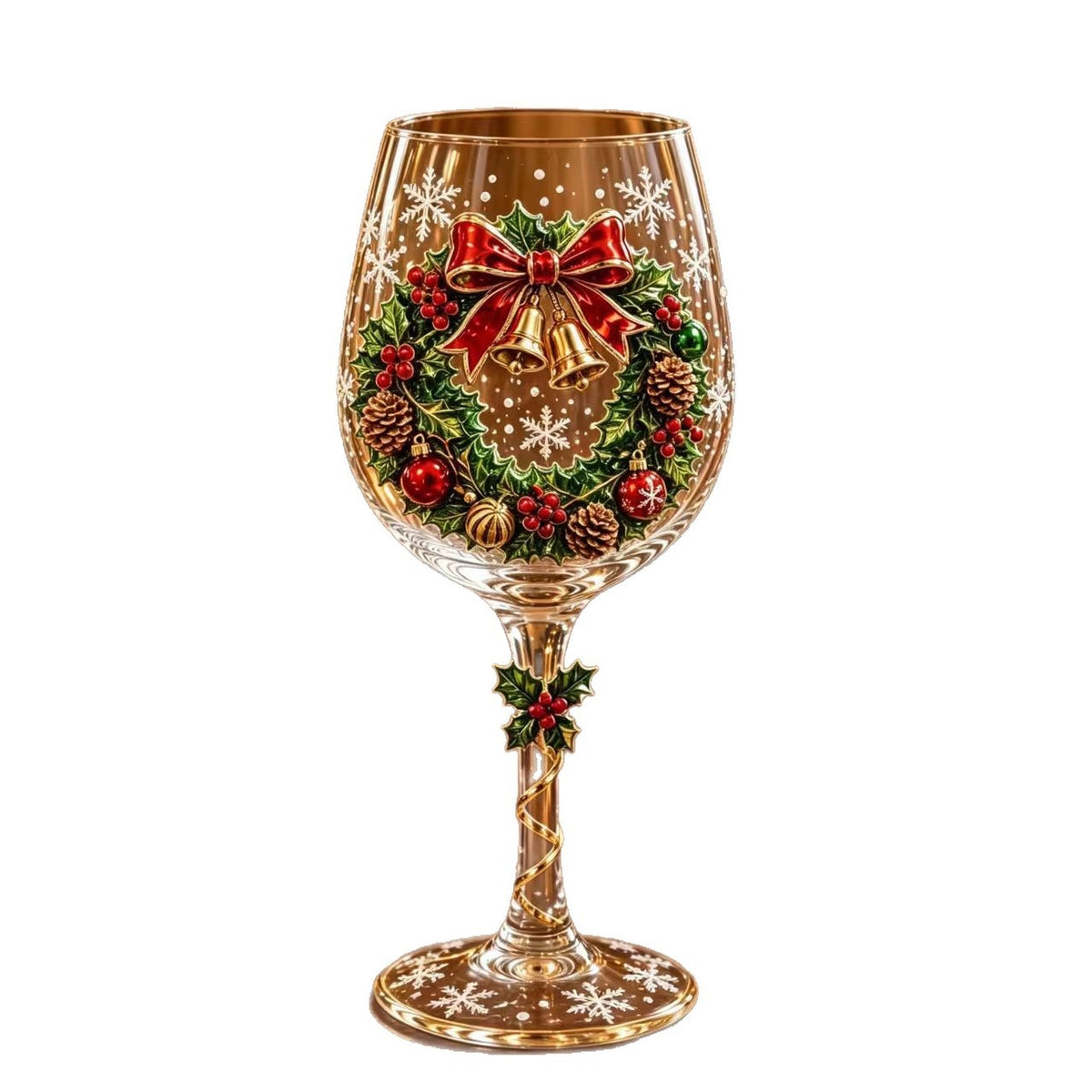 Christmas Art Glass Goblet