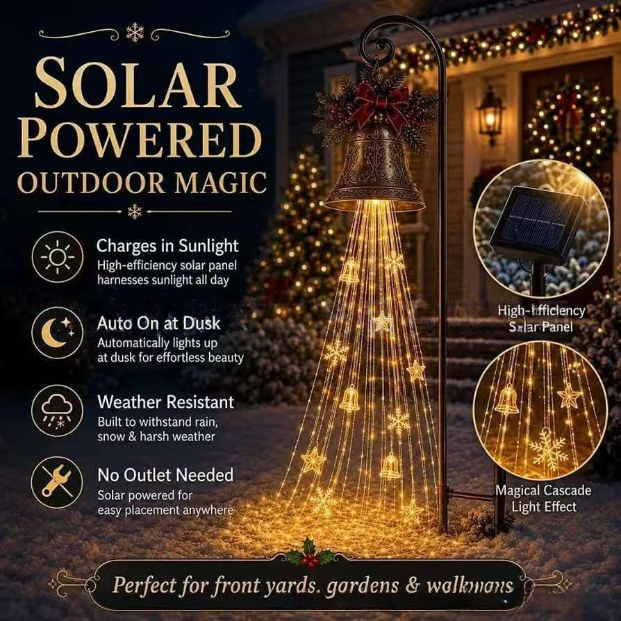 Solar Christmas Bell Cascade Garden Light