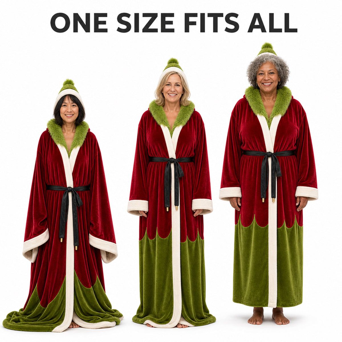 Heated Christmas Velvet Hooded Cloak