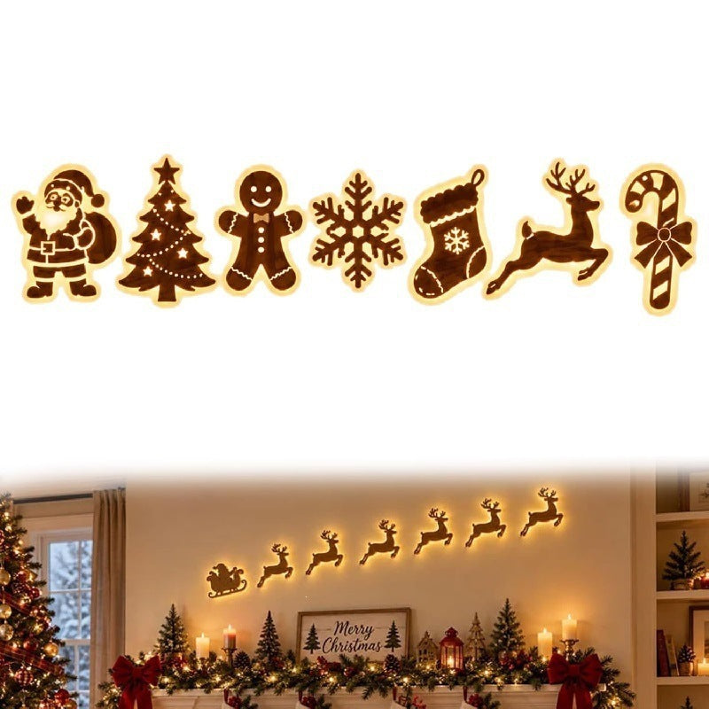 Light-Up Wooden Christmas Wall Silhouettes