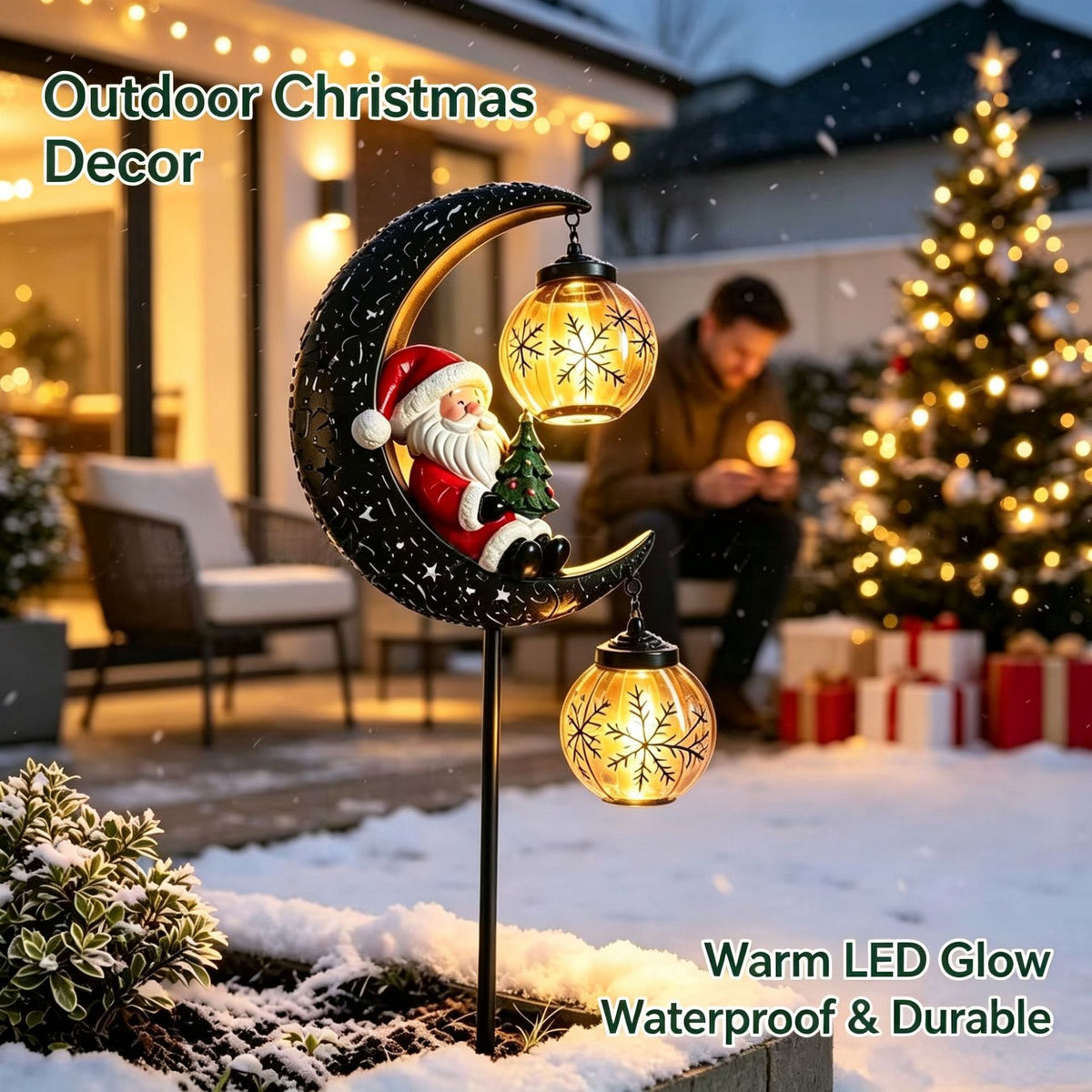 Solar Moon & Santa Christmas Garden Light