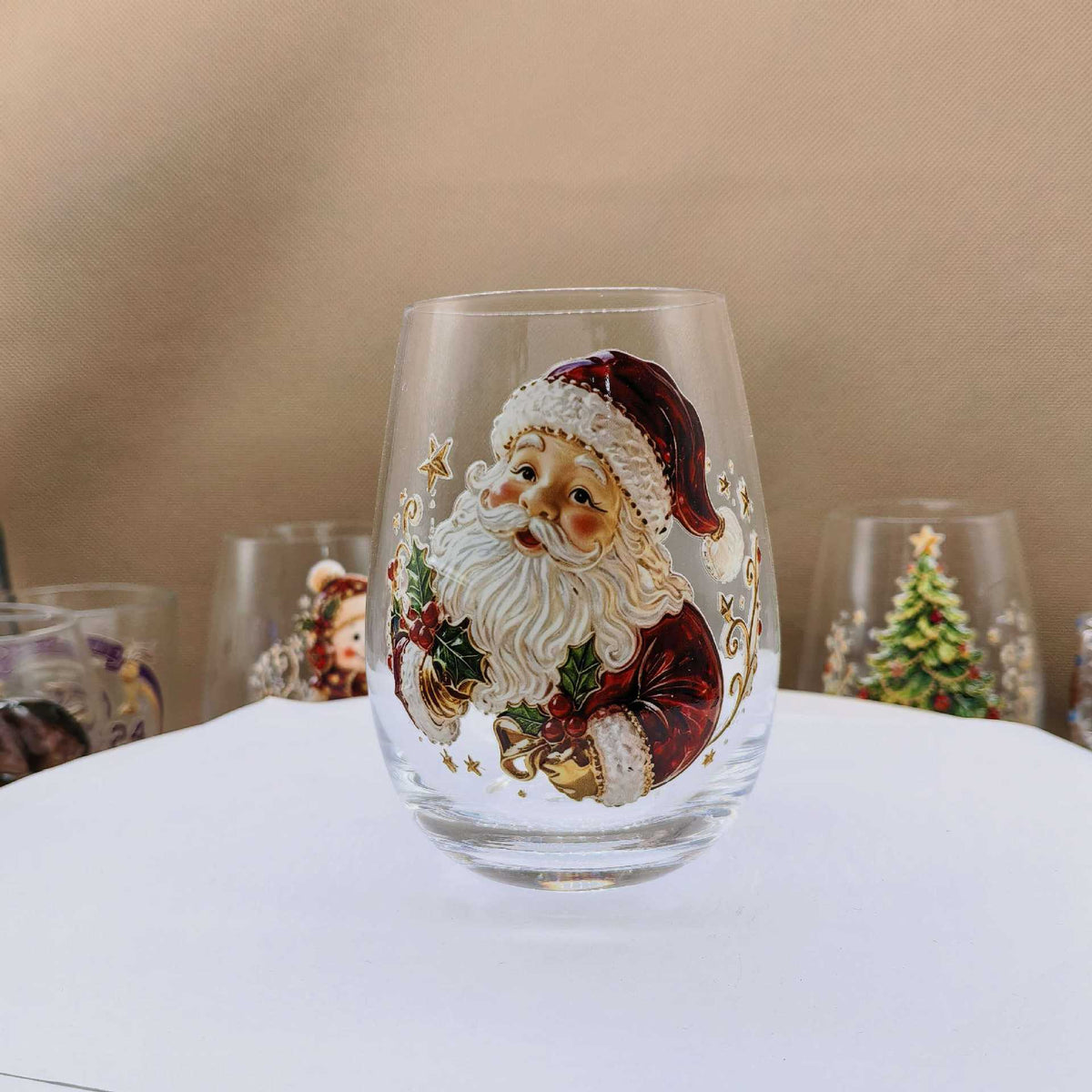 Christmas Glass Cups – Santa, Snowman & Reindeer