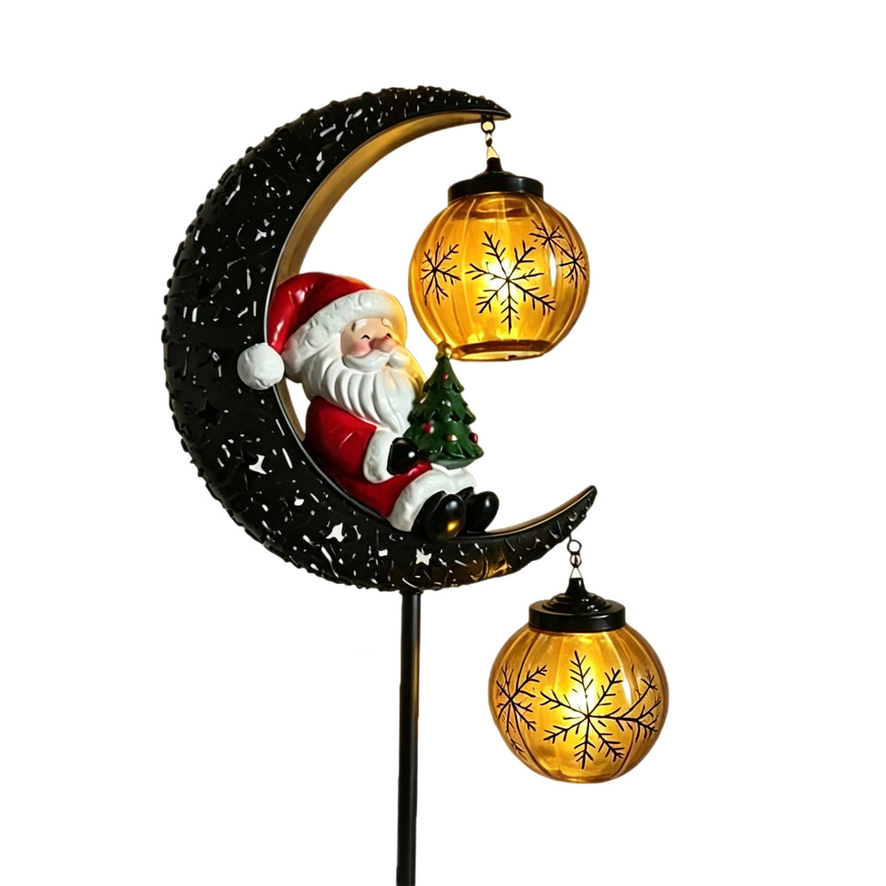 Christmas Solar Powered LED Garden Light with Moon and Santa Design