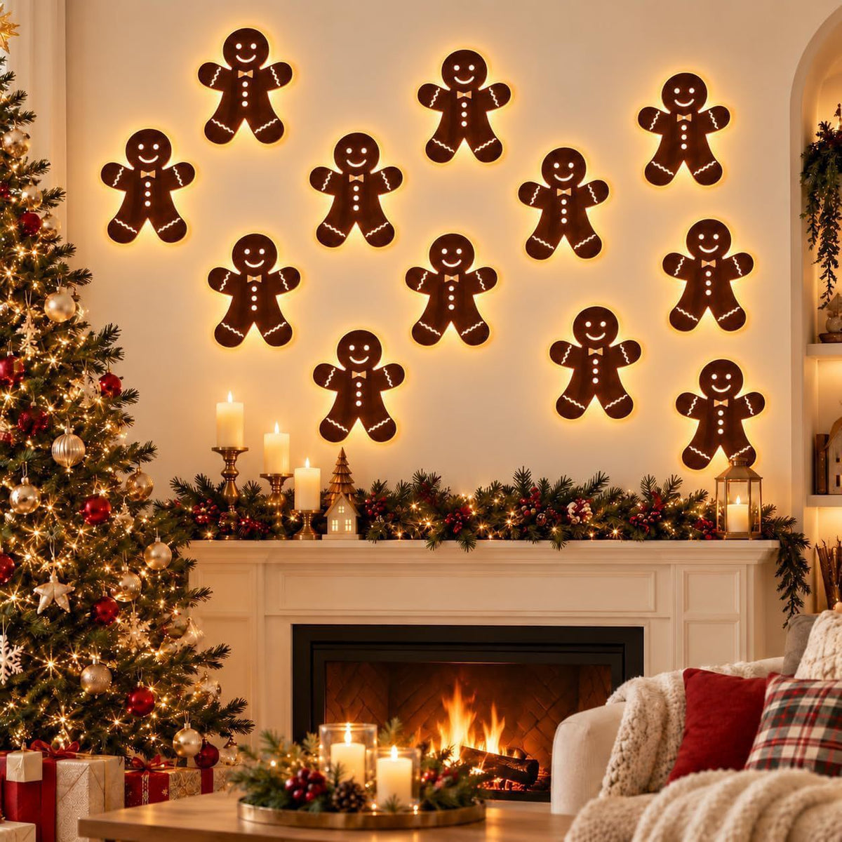 Light-Up Wooden Christmas Wall Silhouettes