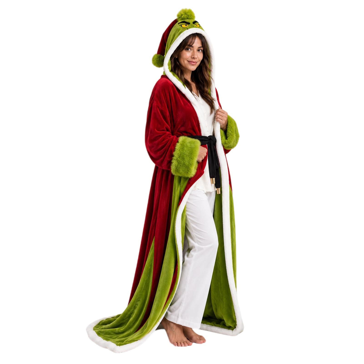Heated Christmas Velvet Hooded Cloak