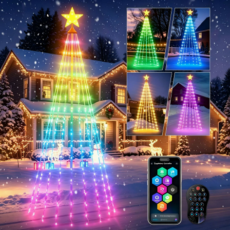 Smart Christmas Tree LED Lights with Remote & App