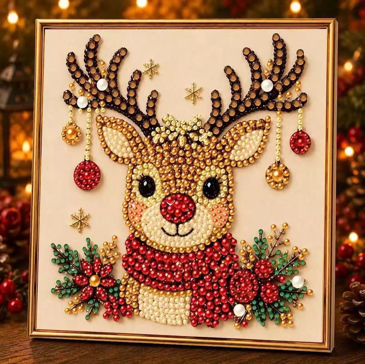 Gold-edged Christmas diamond painting 20 x 20 cm