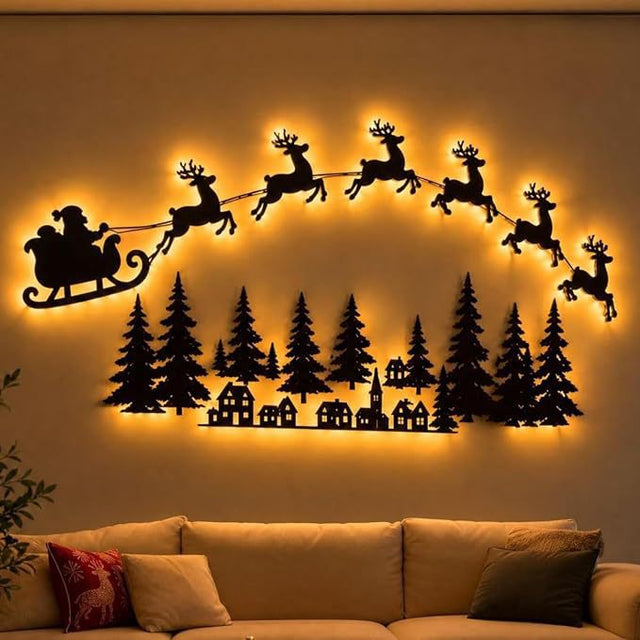 Christmas light-up wall silhouettes