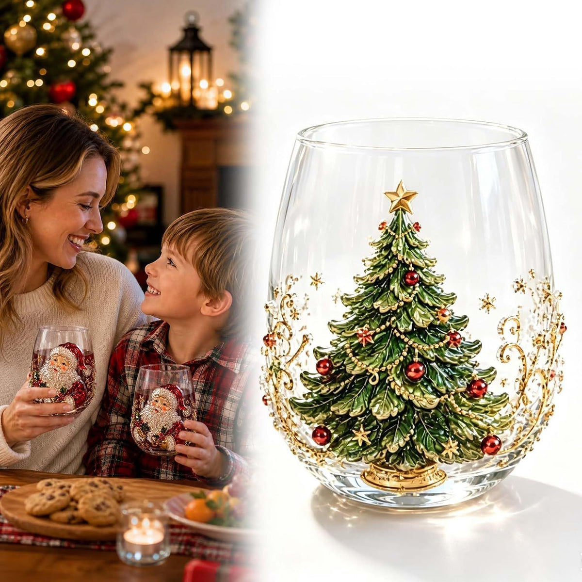 Christmas Glass Cups – Santa, Snowman & Reindeer