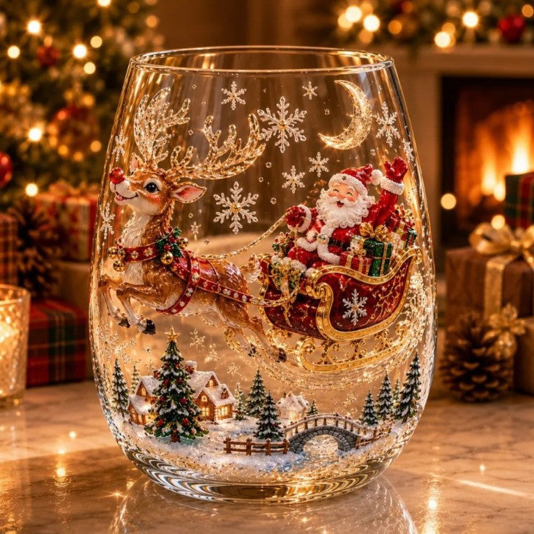 Christmas Glass Cups – Santa, Snowman & Reindeer