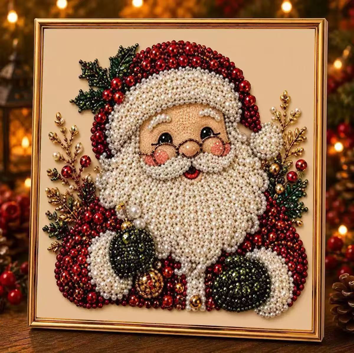 Gold-edged Christmas diamond painting 20 x 20 cm – photo 2